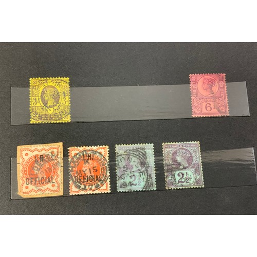 518 - SMALL ACE STAMP STOCK BOOK, WITH SELECTION OF PENNY REDS, LATER PURPLES SOME WITH OVERPRINTS GOVT PA... 