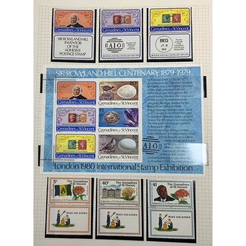 499 - STAMP INTEREST, AN ALBUM OF WEST INDIES RELATED STAMPS, INC ST LUCIA, SOME EARLY PRE WAR, DEFINATIVE... 