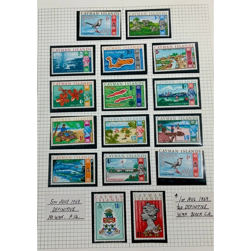 497 - (C) STAMP INTEREST, A BLUE FOLDER OF CAYMAN ISLANDS STAMPS, SOME EARLY, DEFINITIVES, COMMEMS, ETC