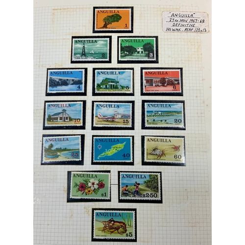 495 - STAMP INTEREST, A BLUE ALBUM OF ANGUILLA, ANTIGUE & BARBUDA, A WELL PRESEBTED SELECTION OF STAMPS.