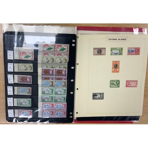 492 - STAMP INTEREST, 3 FOLDERS OF STAMPS RELATING TO SEYCHELLES, CAYMAN & GRENADA