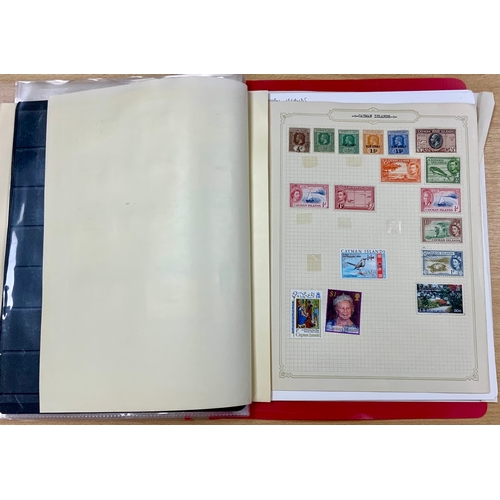 492 - STAMP INTEREST, 3 FOLDERS OF STAMPS RELATING TO SEYCHELLES, CAYMAN & GRENADA