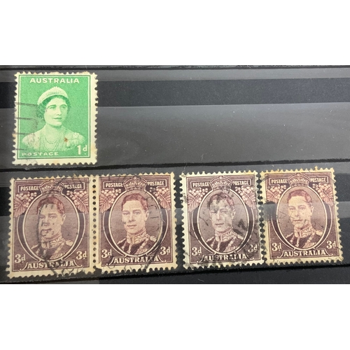 538 - STAMP INTEREST, AN STOCK BOOK WITH EARLY AUSTRALIAN STMPS, KANGAROOS, KOALA, & LATER QEII AUSTRALIAN... 