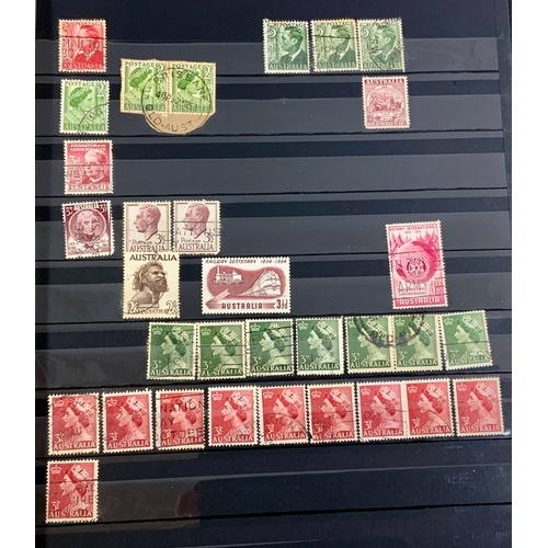 538 - STAMP INTEREST, AN STOCK BOOK WITH EARLY AUSTRALIAN STMPS, KANGAROOS, KOALA, & LATER QEII AUSTRALIAN... 