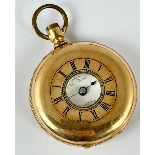 436 - HALF HUNTER POCKET WATCH, ENAMELLED DIAL, LEVER BROTHERS LTD. NEW YORK, SUBSIDIARY SECONDS, GROSS WE... 