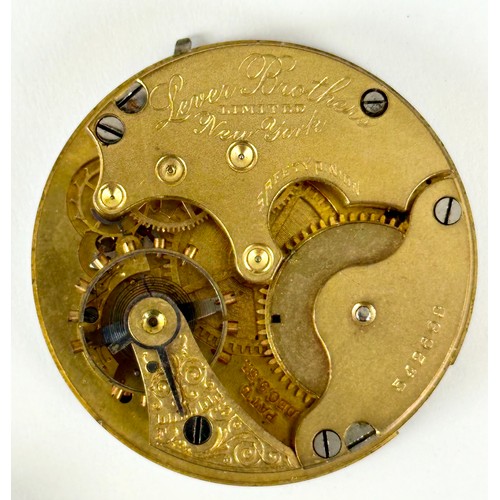 436 - HALF HUNTER POCKET WATCH, ENAMELLED DIAL, LEVER BROTHERS LTD. NEW YORK, SUBSIDIARY SECONDS, GROSS WE... 