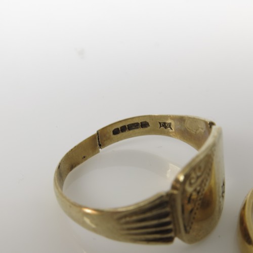 649 - 22ct GOLD WEDDING BAND, APPROX. 5.1g AND A 9ct GOLD SIGNET RING, APPROX. 3.1g