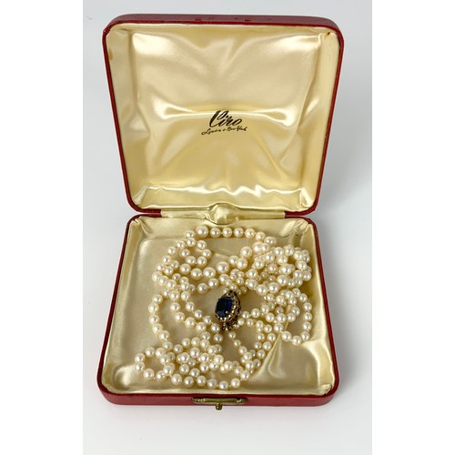 543 - PEARL NECKLACE, 3 ROWS OF CULTURED PEARLS WITH GOLD CLASP IN CIRO BOX