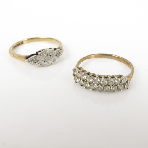 635 - 2, 9CT GOLD WHITE STONE DRESS RINGS