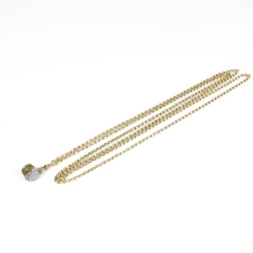 617 - 9CT GOLD MUFF CHAIN WITH DRUM FOB