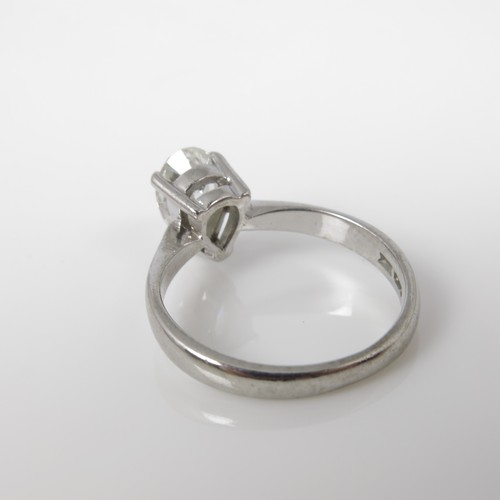 678 - MAGNIFICENT 18CT WHITE GOLD DIAMOND SOLITAIRE RING, APPROX. 1CT PEAR CUT DIAMOND, SIZE N