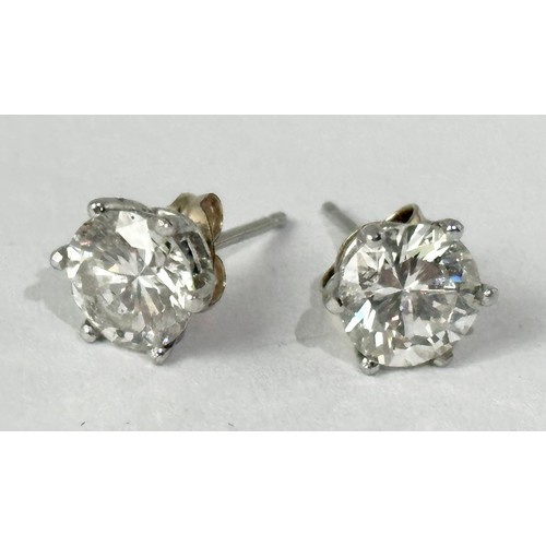 683 - PR. DIAMOND STUD EARRINGS, EACH APPROX. 1.4CTS