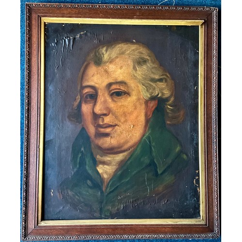 3 - 19th CENTURY OIL ON CANVAS PORTRAIT BELIEVED TO DEPICT ROBERT RAKES, APPROX. 82 X 102 cm