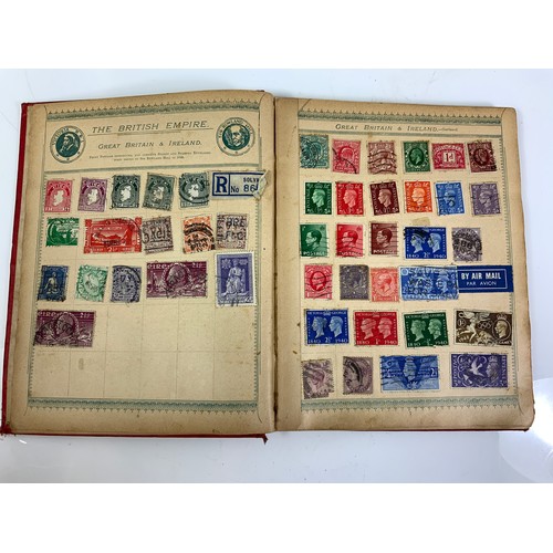 537 - BRITISH EMPIRE STAMP ALBUM AND MISC. CONTENTS, ALBUM C.1900