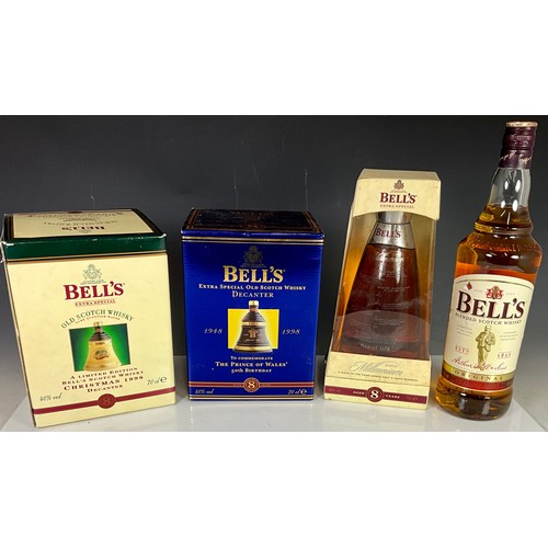 10 - BOXED BELLS EXTRA SPECIAL OLD SCOTCH WHISKEY DECANTER TO COMMEMORATE ‘THE PRINCE OF WALES 50TH BIRTH... 