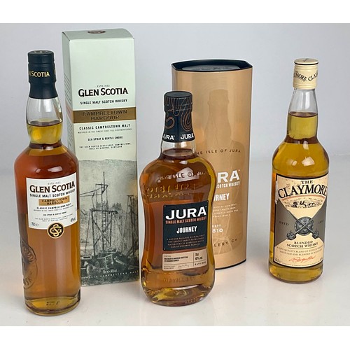 7 - ISLE OF JURA SINGLE MALT SCOTCH WHISKY, JOURNEY, 70CL, GLEN SCOTIA SINGLE MALT, 70CL AND THE CLAYMOR... 