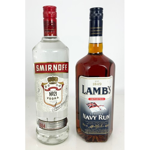 49 - 1 LITRE BOTTLE SMIRNOFF AND 1 LITRE LAMBS NAVY RUM