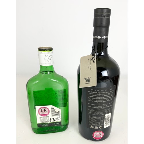 45 - 70CL BOTTLE COTSWOLD GIN IN PRESENTATION BOX AND HALF BOTTLE GORDONS GIN