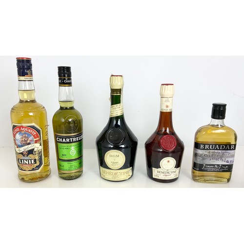 43 - QTY. MISC. LIQUEURS, AQUAVIT, CHARTREUSE, BENEDICTINE ETC.