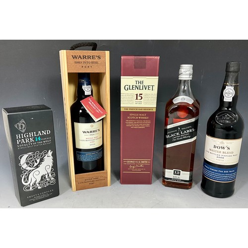 2 - JOHNNIE WALKER BLACK LABEL 12 YEAR, DOW'S MASTER BLEND LBV 2006, HIGHLAND PARK 14 YEAR OLD LOYALTY O... 