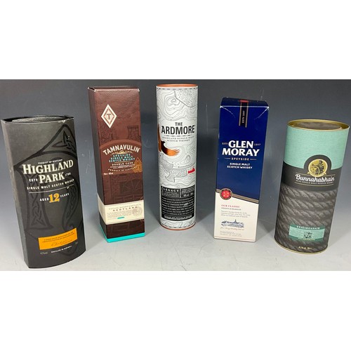 3 - HIGHLAND PARK 12 YEARS, ARDMORE LEGACY, GLEN MORAY SPEYSIDE, TAMNAVULIN DOUBLE CASK SPEYSIDE, BUNNAH... 