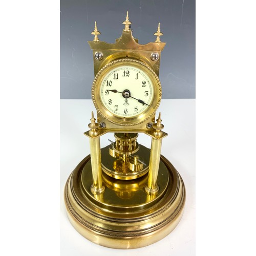 111 - GUSTAV BECKER 400 DAY CLOCK, AN EARLY VERSION FEATURING A SMALL DIAL, SOLID BRASS COLUMNS, ELEGANT F... 