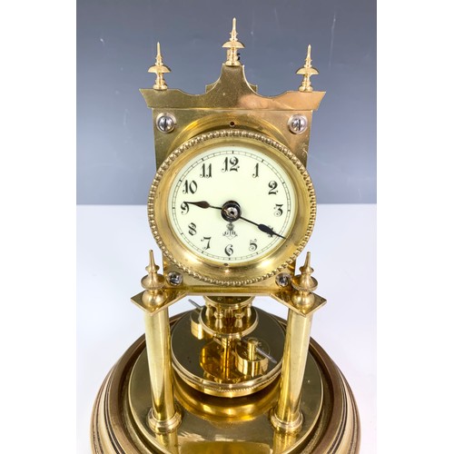 111 - GUSTAV BECKER 400 DAY CLOCK, AN EARLY VERSION FEATURING A SMALL DIAL, SOLID BRASS COLUMNS, ELEGANT F... 