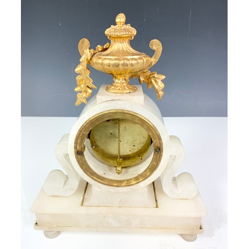 110 - A FRENCH WHITE MARBLE AND GILT BRASS MANTLE CLOCK