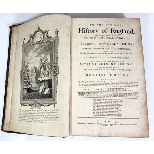 124 - ANTIQUE LEATHER BINDING, RUSSELL, WILLIAM AUGUSTUS, ‘A NEW AND AUTHENTIC HISTORY OF ENGLAND’  38cm