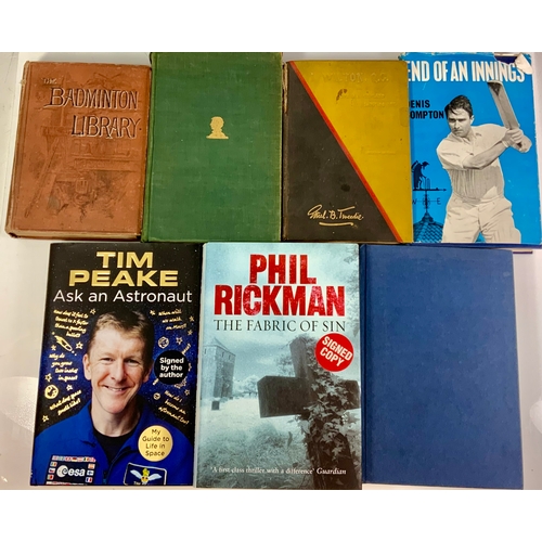 419 - ASSORTED BOOKS WITH ‘SIGNATURES’. TIM PEAKE ASK AN ASTRONAUT, THE FABRIC OF SUN - PHIL RICKMAN, CRIC... 