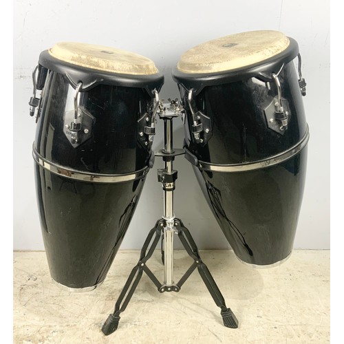 225 - PAIR OF TOCA BONGO DRUMS ON STAND