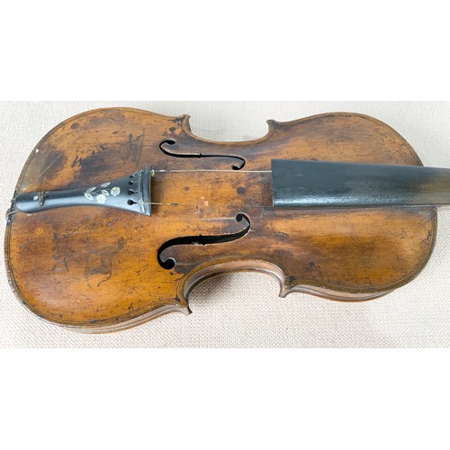 233 - VIOLIN TOGETHER WITH A BOW STAMPED GERMANY