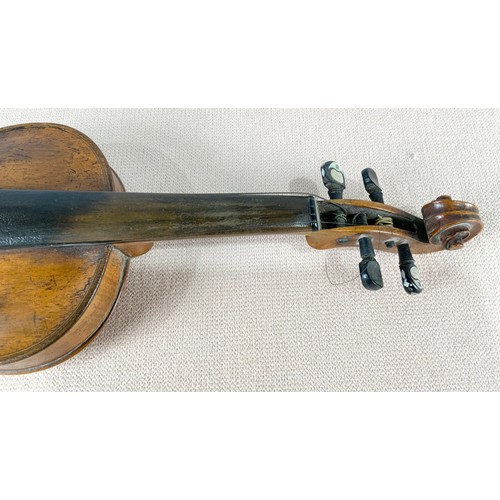 233 - VIOLIN TOGETHER WITH A BOW STAMPED GERMANY