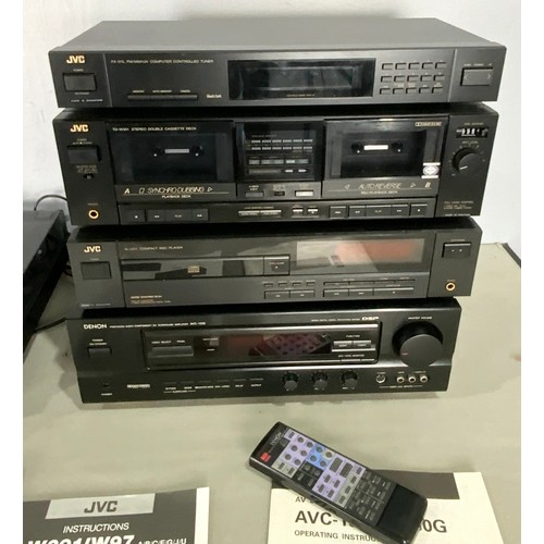 193 - JVC AND DENON SEPARATES TOGETHER WITH A JVC RECORD DECK