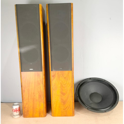 213 - PAIR OF CELESTION F30 FLOOR STANDING SPEAKERS TOGETHER WITH A CELESTION SPEAKER WITHOUT HOUSING UNIT