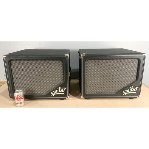 176 - PAIR OF AQUILAR BASS CABS WITH  ONE PADDED AQUILAR COVER