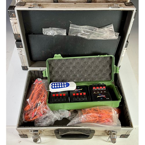 153 - FIVE ALUMINIUM STORAGE CASES INC. CONTENTS OF MISC. ELECTRONICS AND ELECTRICAL TEST EQUIPMENTS AND A... 