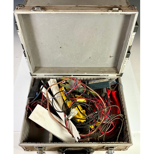 153 - FIVE ALUMINIUM STORAGE CASES INC. CONTENTS OF MISC. ELECTRONICS AND ELECTRICAL TEST EQUIPMENTS AND A... 