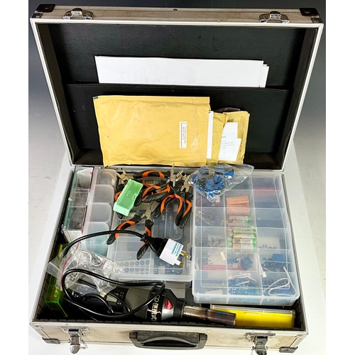 153 - FIVE ALUMINIUM STORAGE CASES INC. CONTENTS OF MISC. ELECTRONICS AND ELECTRICAL TEST EQUIPMENTS AND A... 