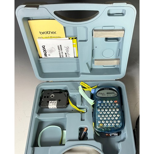 128 - A HANTEK DSO 1060 HANDHELD OSCILLOSCOPE, A BROTHER P-TOUCH LABEL PRINTER AND A LAUNCH CODE READER V