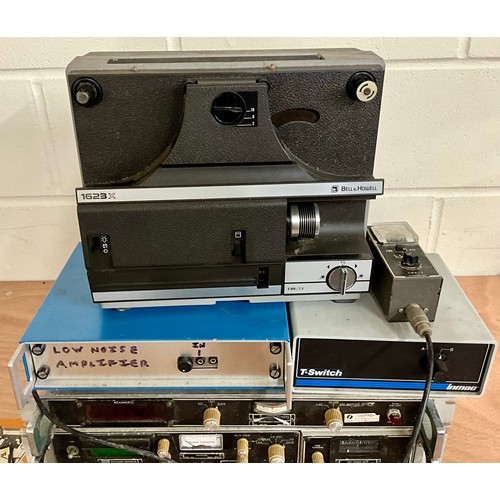 145 - VINTAGE ELECTONIC EQUIPMENT TO INC. WATKINS-JOHNSON VHF TUNING HEAD, FREQUENCY COUNTER, SWR-3 TRANSM... 