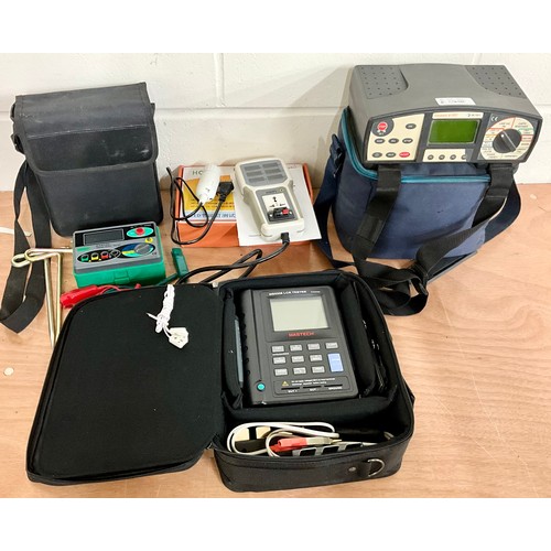 158 - DIGITAL ELECTRICAL TEST EQUIPMENT TO INCLUDE A MASTECH MS5308 LCR TESTER, A METREL EUROTEST 61557, D... 