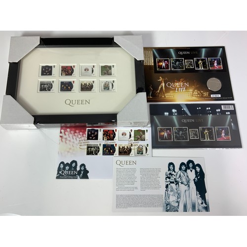 543 - ROYAL MAIL FRAMED STAMP SET, QUEEN, IN UNOPENED FRAME, PLUS COVER ANY WAY THE WIND BLOWS, QUEEN LIVE... 