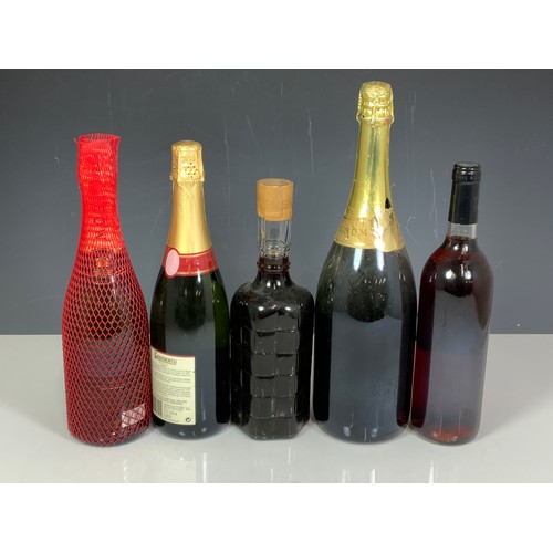 66 - BOTTLE OF MOET ET CHANDON CHAMPAGNE, ONE OTHER CHAMPAGNE, BEETROOT WINE AND A BOTTLE OF MERLOT