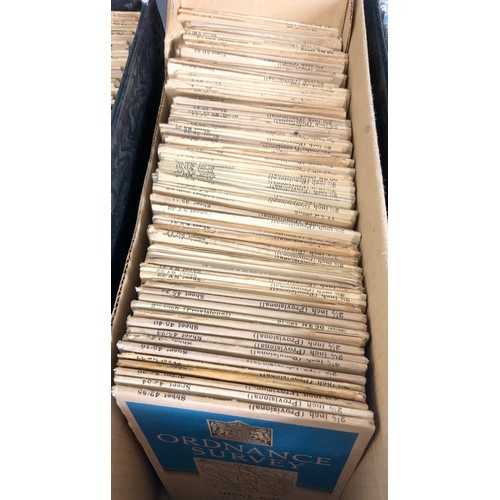 379 - 4 BOXES OF BLUE ORDNANCE SURVEY SHEET MAPS