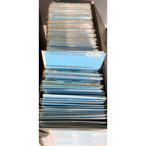 379 - 4 BOXES OF BLUE ORDNANCE SURVEY SHEET MAPS