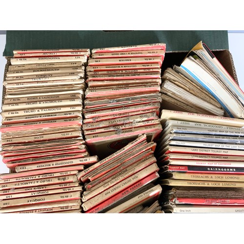 382 - LARGE QUANTITY OF VINTAGE ORDNANCE SURVEY MAPS ETC 1 TRAY