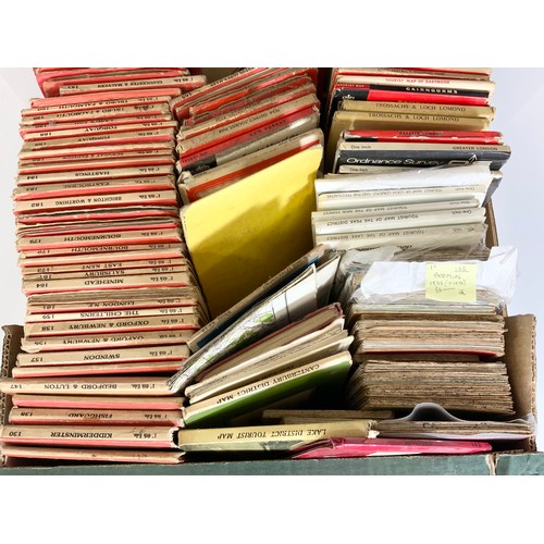 382 - LARGE QUANTITY OF VINTAGE ORDNANCE SURVEY MAPS ETC 1 TRAY