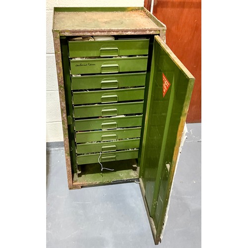 163 - METAL CABINET WITH DRAWS CONTAINING MISC. ELECTRICAL EQUIPMENT