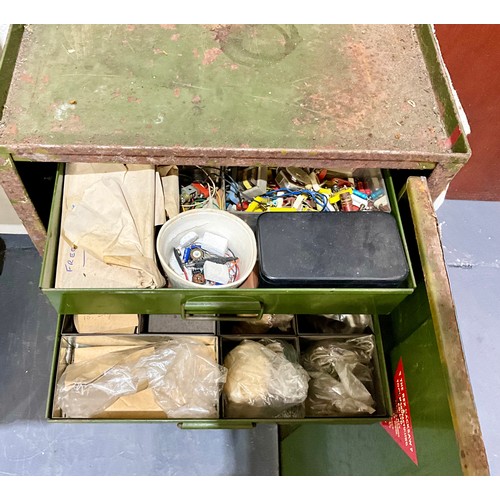 163 - METAL CABINET WITH DRAWS CONTAINING MISC. ELECTRICAL EQUIPMENT